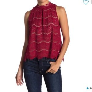 Love, Fire mock neck lace tank